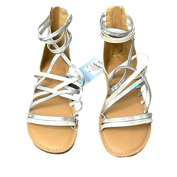 Cat & Jack Shoes Cat Jack Girls Metallic White Dion Zipper Ankle